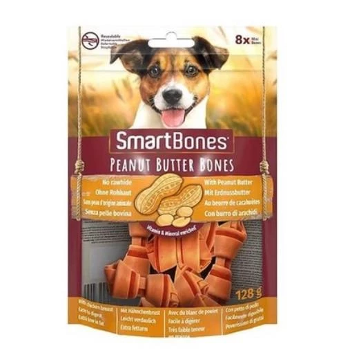 SmartBones Tavuklu Fıstık Ezmeli Mini Düğüm Kemik Köpek Ödülü 8'li 128 gr ürün görseli 1