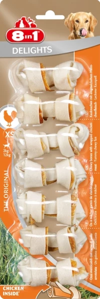 8in1 Delights Bones Tavuklu Köpek Ağız Bakım Kemiği XS 7'li 84 gr ürün görseli 1
