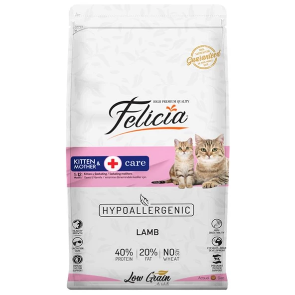 Felicia Kuzu Etli Düşük Tahıllı Yavru ve Hamile Kedi Maması 12 kg ürün görseli 1