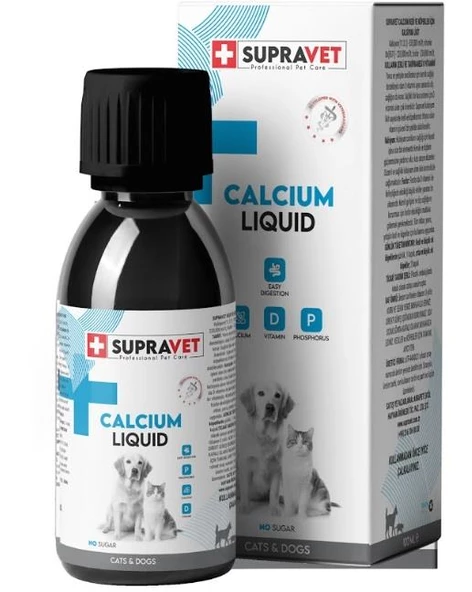 Supravet Calcium Kedi ve Köpek İçin Sıvı Kalsiyum Damla 100 ml ürün görseli 1