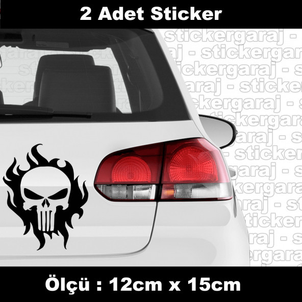 yangın ateşli kur kafa sticker etiket - 2 adet araba kask motosiklet laptop tablet pc atv uyumlu sticker 2 adet ürün görseli 1