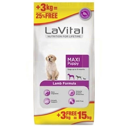 LaVital Kuzu Etli Büyük Irk Yavru Köpek Maması 12 kg + 3 kg ürün görseli 1