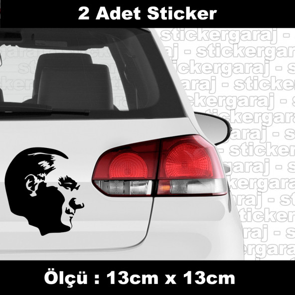 Atatürk silüet sticker 2ADET - araba kask motosiklet laptop tablet pc atv uyumlu sticker 2 adet ürün görseli 1