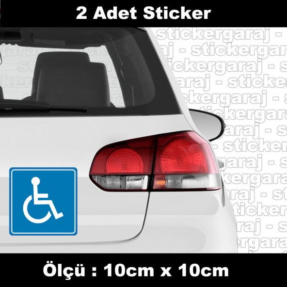 engelli aracı sticker 2ADET  - araba kask motosiklet laptop tablet pc atv uyumlu sticker 2 adet ürün görseli 1
