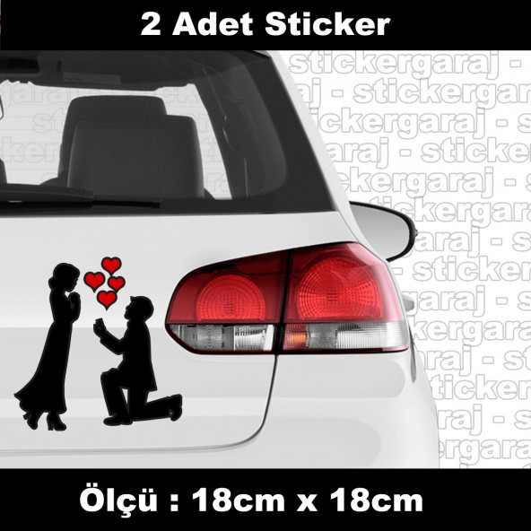 düğün nişan arabası evlilik sticker 2ADET  - araba kask motosiklet laptop tablet pc atv uyumlu sticker 2 adet ürün görseli 1