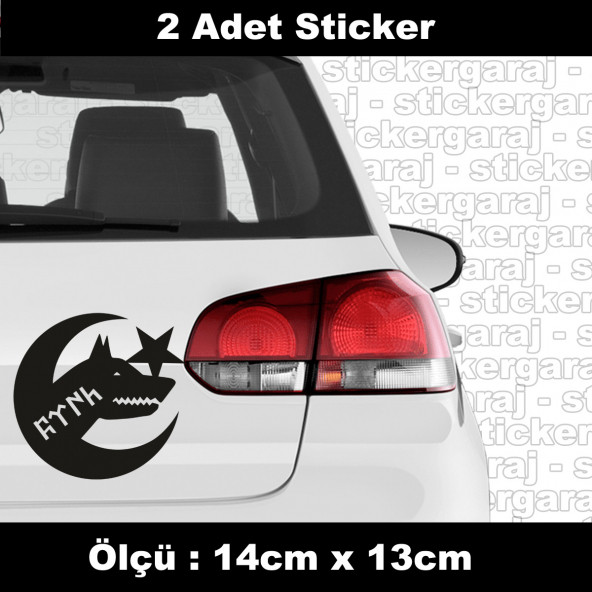 bozkurt kurt sticker 2ADET  - araba kask motosiklet laptop tablet pc atv uyumlu sticker 2 adet ürün görseli 1