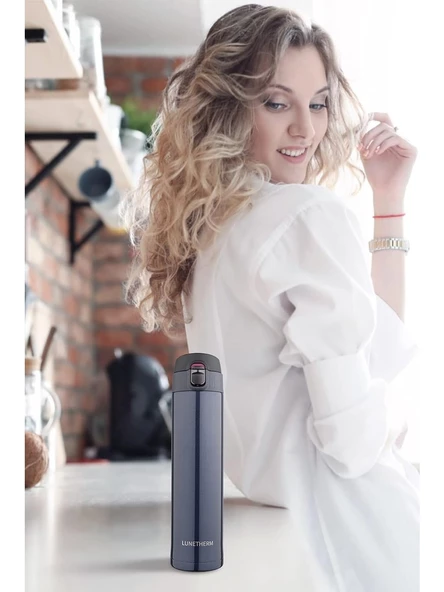 Lunetherm LNT7296 Sızdırmaz Kilitli Vakumlu Çıft Katmanlı Travel Mug Çelik Termos 520 ml Blue 10 Saat Sıcak / 18 Saat Soğuk ürün görseli 1