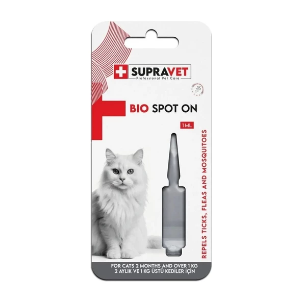Supravet Kedi Deri ve Tüy Bakım Yağı; Bit, Pire, Kene Dış Parazit Ense Damlası ürün görseli 1