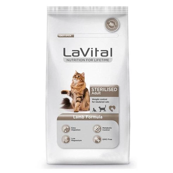 LaVital Kuzu Etli Kısırlaştırılmış Yetişkin Kedi Maması 12 kg ürün görseli 1