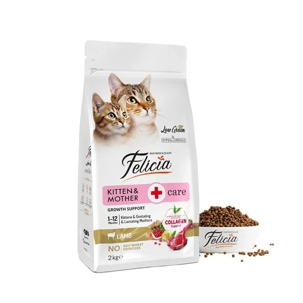 Felicia Kuzu Etli Düşük Tahıllı Yavru ve Hamile Kedi Maması 2 kg ürün görseli 1