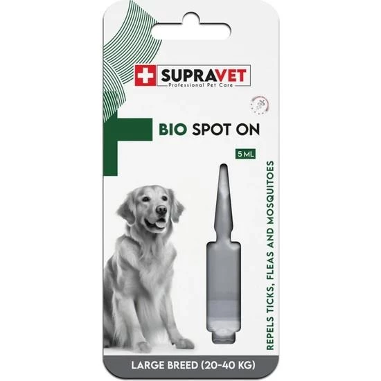 Supravet Büyük Irk Köpek Deri ve Tüy Bakım Yağı; Bit, Pire, Kene Dış Parazit Ense Damlası 20-40 kg (5 ml) ürün görseli 1