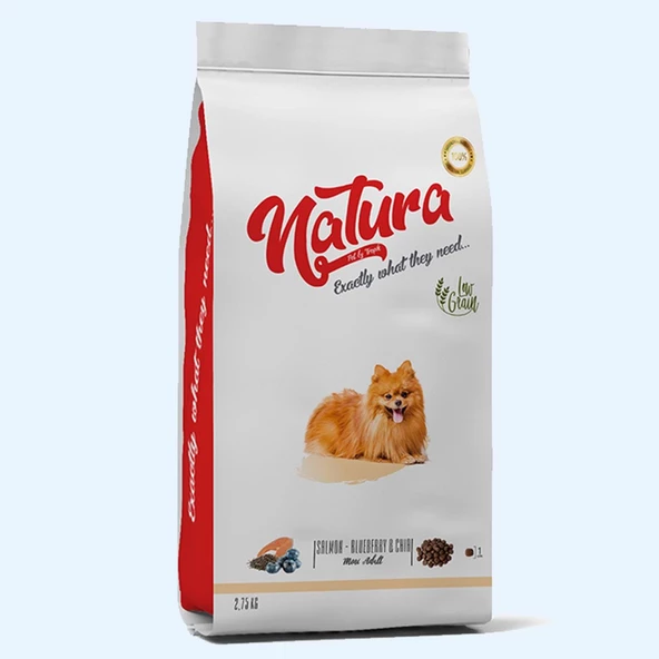 Natura Premium Somonlu Çia Tohumlu Küçük Irk Yetişkin Köpek Maması 2,75 kg ürün görseli 1
