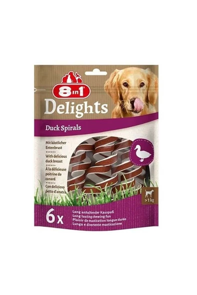 8in1 Delights Smart Spirals Ördekli Burgu Köpek Ödülü 6 Adet ürün görseli 1