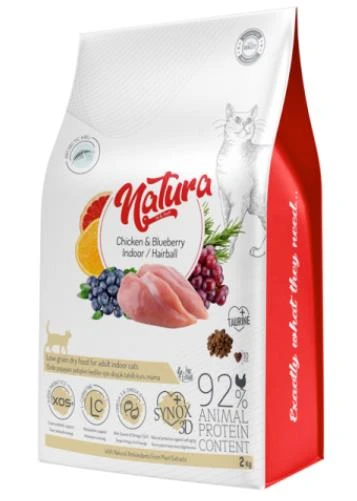 Natura Premium Hairball Tavuklu Yaban Mersinli Düşük Tahıllı kedi Maması 2 kg ürün görseli 1
