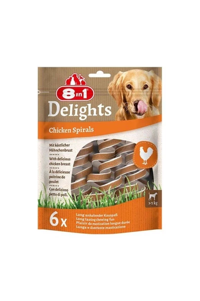 8in1 Delights Smart Spirals Tavuklu Burgu Köpek Ödülü 6 Adet ürün görseli 1