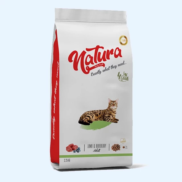 Natura Premium Kuzu Etli Yaban Mersinli Düşük Tahıllı Yetişkin Kedi Maması 2,25 kg ürün görseli 1