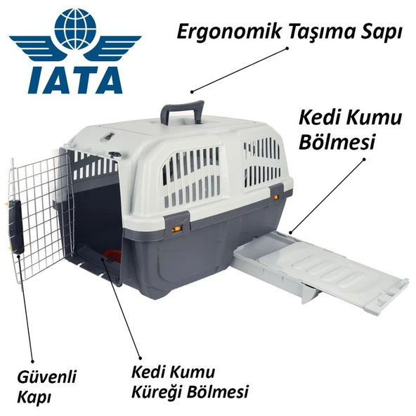 Skudo Lata 3 Tuvaletli Kedi Köpek Seyahat  Kafesi 60 cm ürün görseli 1