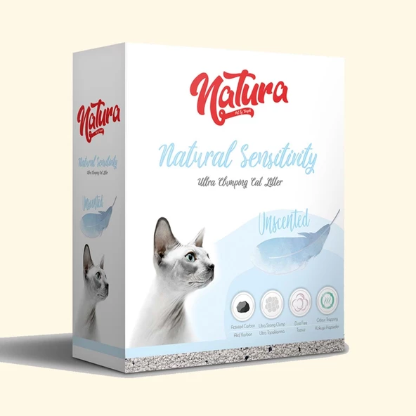 Natura Natural Sensitive Kokusuz Topaklaşan Kedi Kumu 10 lt ürün görseli 1