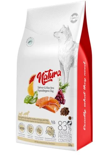 Natura Premium Somonlu Aloe Veralı Düşük Tahıllı Yetişkin Köpek Maması 12 kg ürün görseli 1