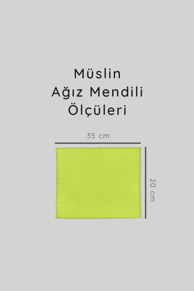 12'li Müslin Ağız Mendili , Omuz Bezi , Ter Bezi Çift Kat Dikimli 35x20 cm - ZTAGIZMENDİLİ  fıstık yeşili ürün görseli 1