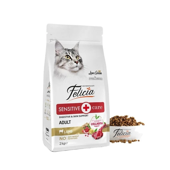 Felicia Kuzu Etli Az Tahıllı HypoAllergenic Yetişkin Kedi Maması 2 kg ürün görseli 1