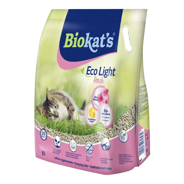 Biokat's Eco Light Fresh Cherry Blossom Pelet Kedi Kumu 5 lt ürün görseli 1