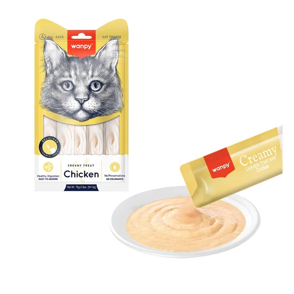 Wanpy Tavuklu Sıvı Krema Kedi Ödülü 5 X 14 gr ürün görseli 1