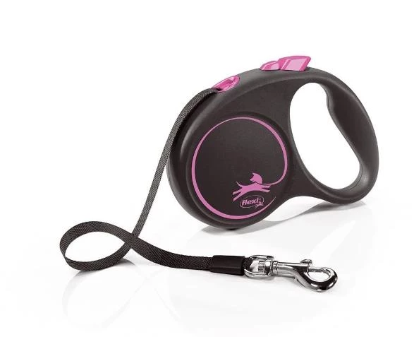 Flexi Black Design Pembe 5 mt Şerit Otomatik Tasma Small ürün görseli 1
