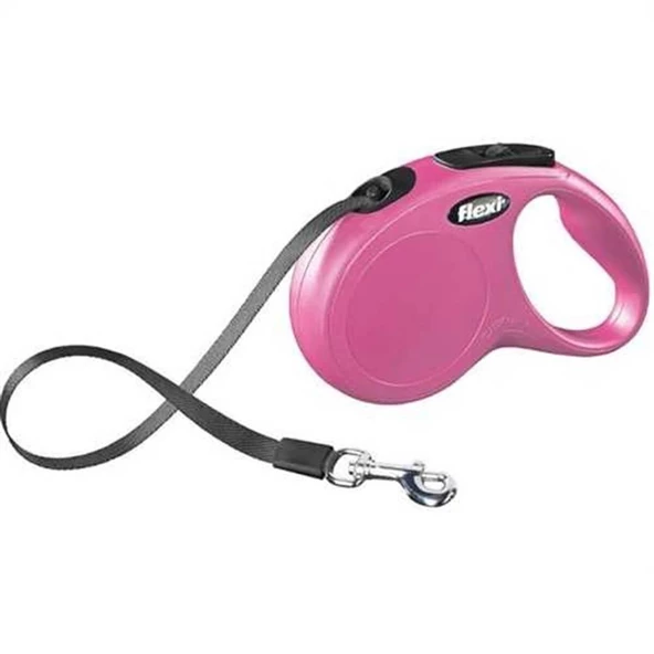 Flexi New Classic Şerit Otomatik Köpek Gezdirme Tasması Pembe XS 3 mt ürün görseli 1