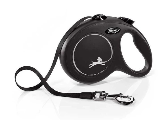 Flexi New Classic Şerit Otomatik Köpek Gezdirme Tasması Siyah L 8 mt ürün görseli 1