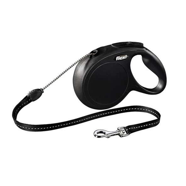 Flexi New Classic İp Otomatik Köpek Gezdirme Tasması Siyah M 8 mt ürün görseli 1