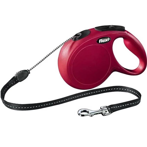 Flexi New Classic İp Otomatik Köpek Gezdirme Tasması Kırmızı M 8 mt ürün görseli 1