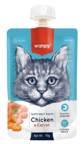 Wanpy Taze Tavuklu ve Havuçlu  Kedi Et Ezmesi 90 gr ürün görseli 1