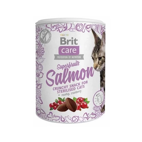Brit Care Superfruits Glutensiz Somonlu ve Kızılcıklı Kıtır Kısırlaştırılmış Kedi Ödül Maması 100 gr ürün görseli 1