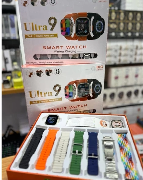 Android - iOS Uyumlu 49 mm ULTRA 9 Akıllı Saat 7 Renkli Kordon ürün görseli 1