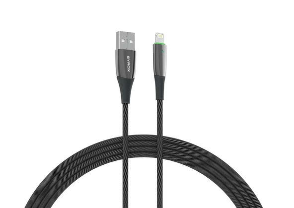 Syrox C134AL 2.4A 1.20mt Ledli Örgülü USB-A - Lightning Şarj & Data Kablosu - Siyah ürün görseli 1
