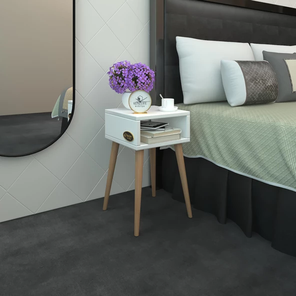 Kenzlife komodin antero byz 60*40*40 ahşap ayaklı komidin kitaplık ürün görseli 1