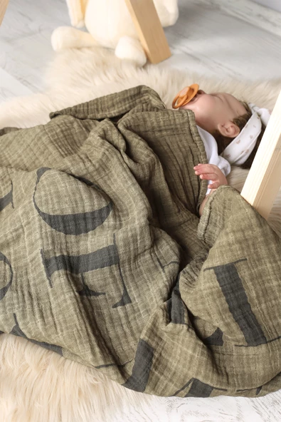 Luckka Çok Amaçlı Müslin Örtü - 100x110 cm - ZTParçaboya  Yeşil ürün görseli 1