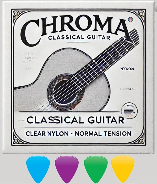 Chroma Klasik Gitar Teli Takımı 4 Adet Pena Hediyeli ürün görseli 1