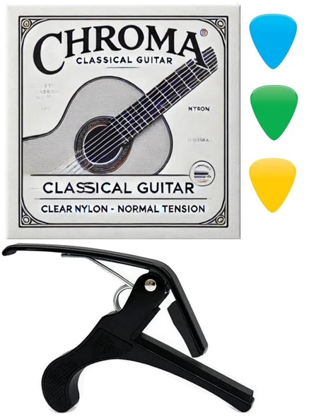 Chroma Klasik Gitar Teli Takımı Kapo 3 Adet Pena Hediyeli ürün görseli 1