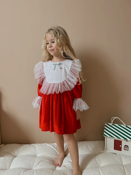 Velvet Kırmızı Kadife Elbise ürün görseli 1