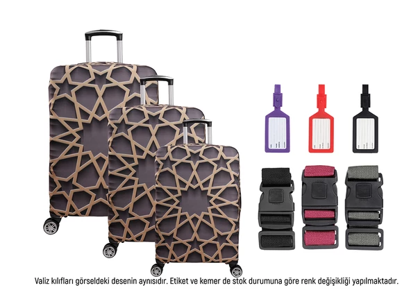 Bagacar Yıldız 3lü Set Valiz Kılıfı, 3 lü Valiz Kemeri, 3lü Valiz Etiketi ürün görseli 1
