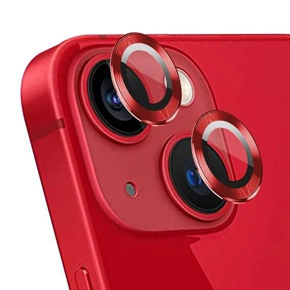 Apple iPhone 15 Plus 6.7''  Metal Çerçeveli Kamera Koruma Lensi Kırmızı ürün görseli 1