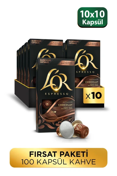 L'OR - Çikolata Aromalı Nespresso Uyumlu 10 Adet Alüminyum Kapsül Kahve x 10 Adet ürün görseli 1