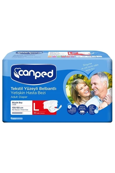 Canped Tekstil Yüzeyli Belbantlı Büyük Boy L 30'lu Hasta Bezi ürün görseli 1
