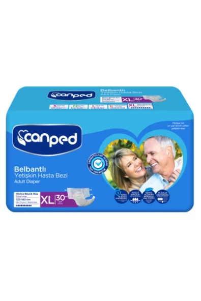 Canped Tekstil Yüzeyli Belbantlı Ekstra Büyük Boy XL 30'lu Hasta Bezi ürün görseli 1