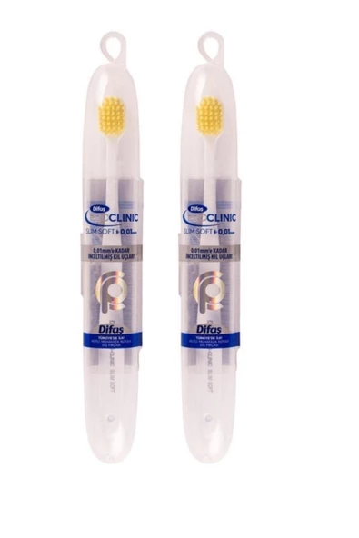 Difaş Pro-clinic Slim Soft 2 Adet Diş Fırçası Seyahat Kutulu 0,01 Mm ürün görseli 1