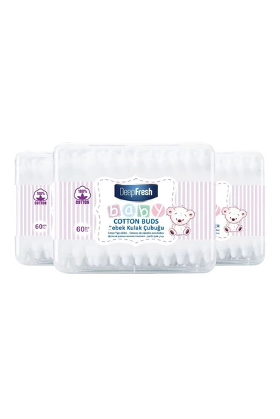 Deep Fresh Bebek Pamuklu Kulak Temizleme Çubuğu 3 X 60 Adet ürün görseli 1