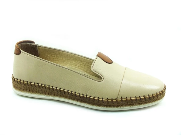 Marine Shoes Hakiki Deri Günlük Bayan Ayakkabı Bej 86 P01 ürün görseli 1