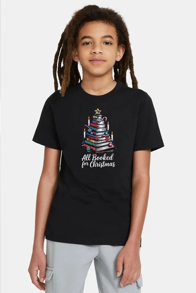 All Booked For Christmas Siyah Çocuk Tshirt ürün görseli 1